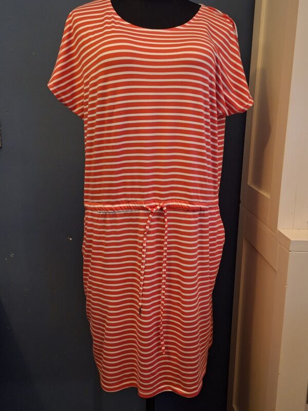 Janina Jurk Oranje Wit Gestreept Koord Taille Maat XL