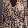 Boohoo Jurk Luipaardprint Beige Bruin Wikkel V-Hals Maat 48