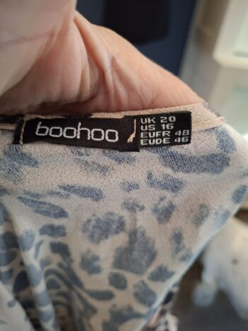 Boohoo Jurk Luipaardprint Beige Bruin Wikkel V-Hals Maat 48