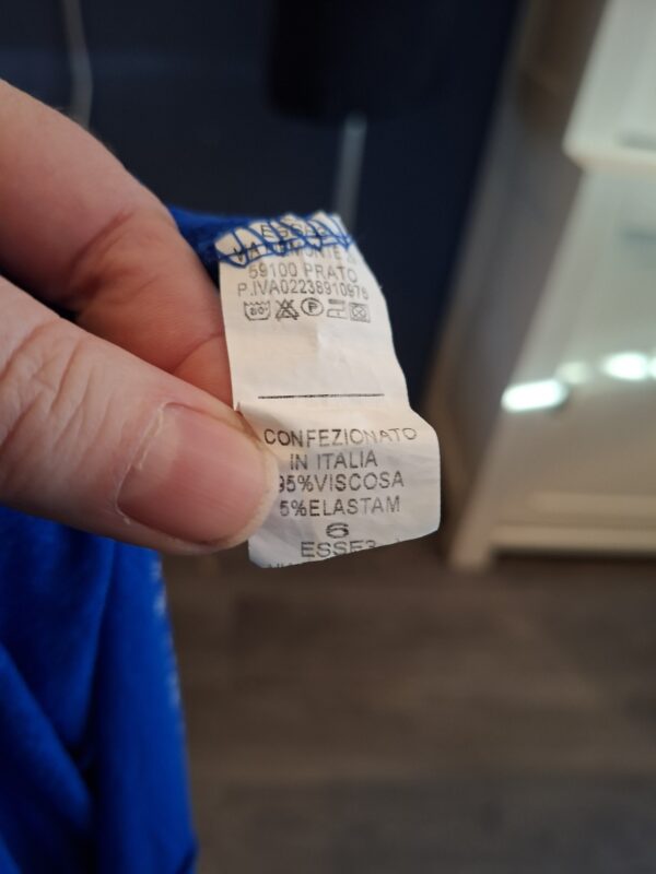 Valmonte Jurk Blauw Bloemenprint Empire Bandjes Maat 38/40