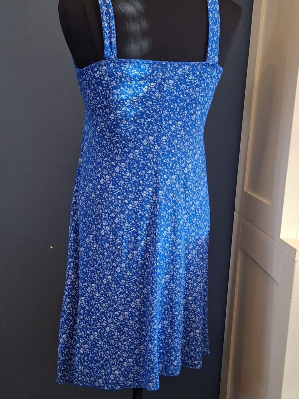 Valmonte Jurk Blauw Bloemenprint Empire Bandjes Maat 38/40