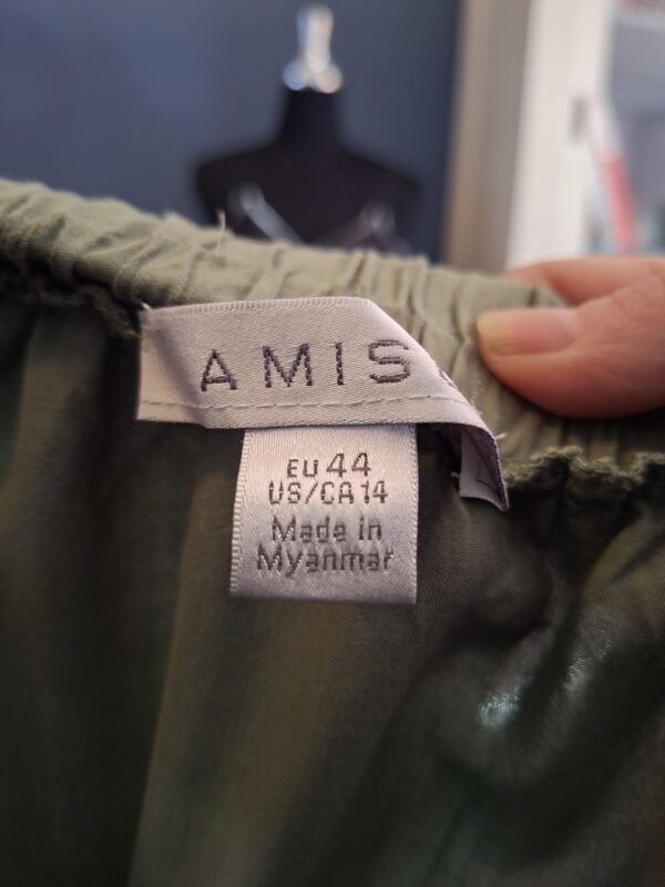 Amisu Maxi Rok Olijfgroen Strikceintuur Maat 44