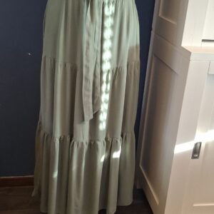 Amisu Maxi Rok Olijfgroen Strikceintuur Maat 44