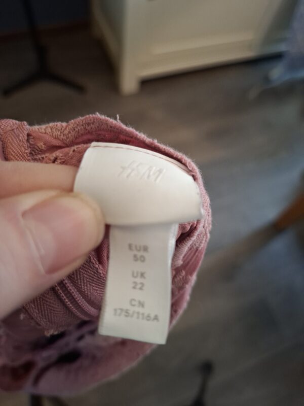 H&M Jurk Roze Broderie Anglaise Bandjes Maat 50
