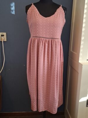H&M Jurk Roze Broderie Anglaise Bandjes Maat 50