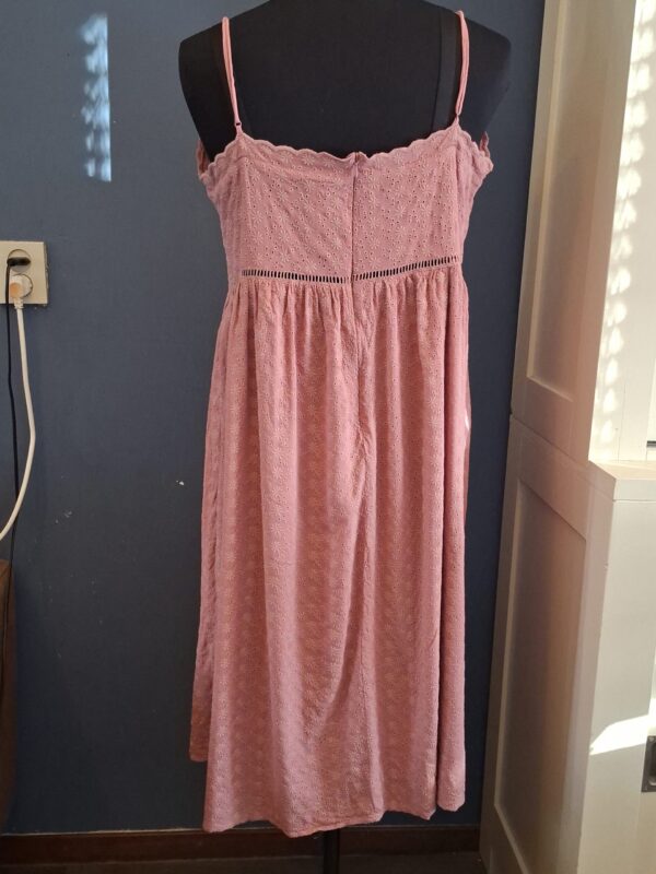 H&M Jurk Roze Broderie Anglaise Bandjes Maat 50