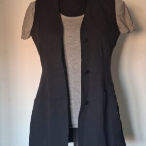 Cartoon lang zwart gilet met grijze panelen - maat 36 (55.)