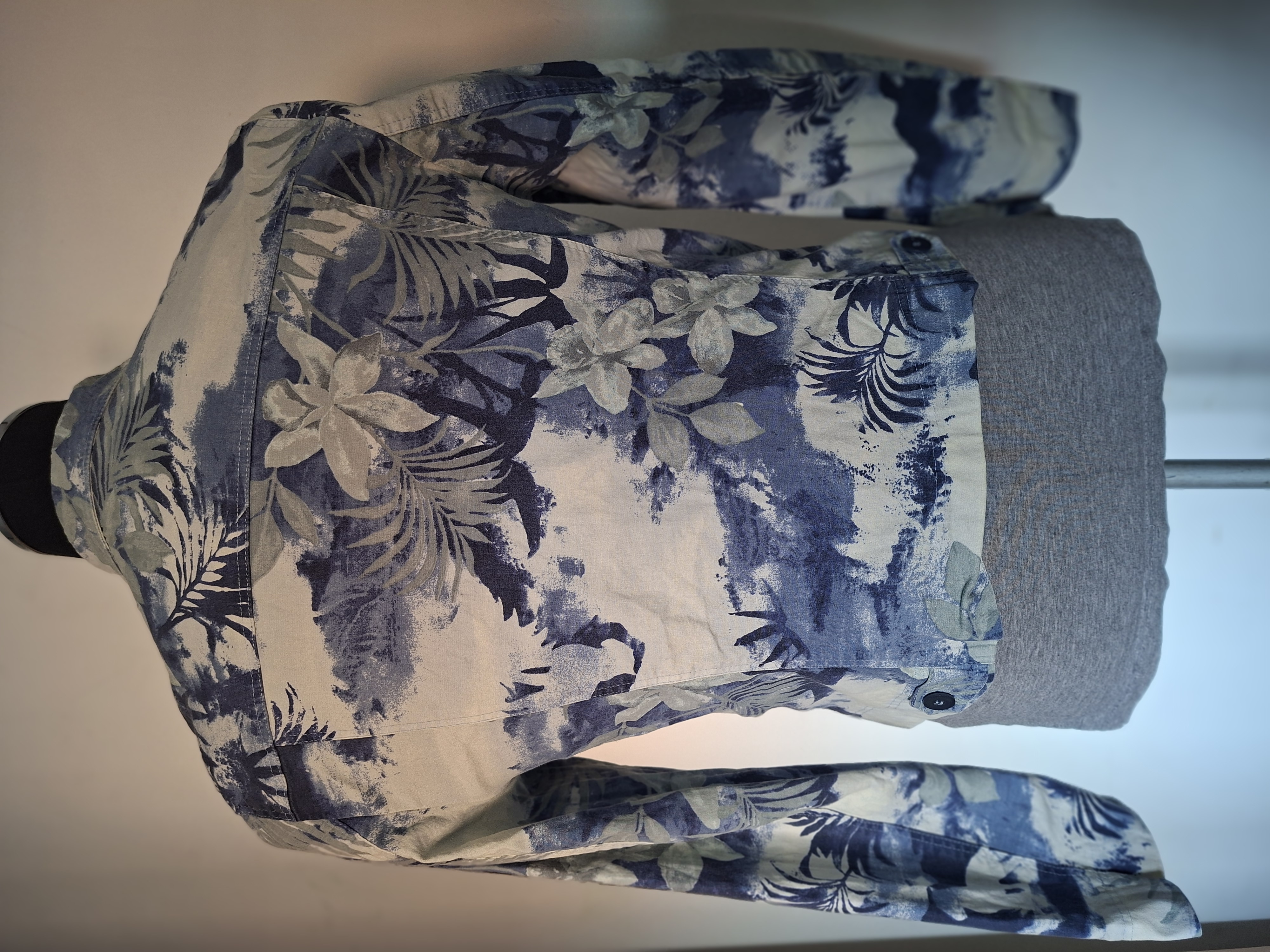 Voglia denim jasje met tropische print blauw/groen - maat 38 (56.)