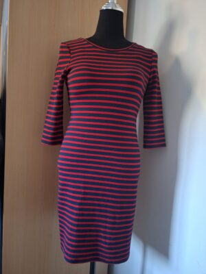 20260122_111316 COSTES BLUE Gestreepte Jurk (Donkerblauw/Rood) - Maat M (41.)