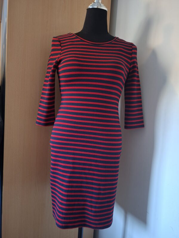 20260122_111316 COSTES BLUE Gestreepte Jurk (Donkerblauw/Rood) - Maat M (41.)