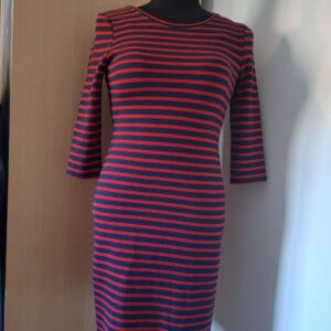 COSTES BLUE Gestreepte Jurk (Donkerblauw/Rood) - Maat M (41.)