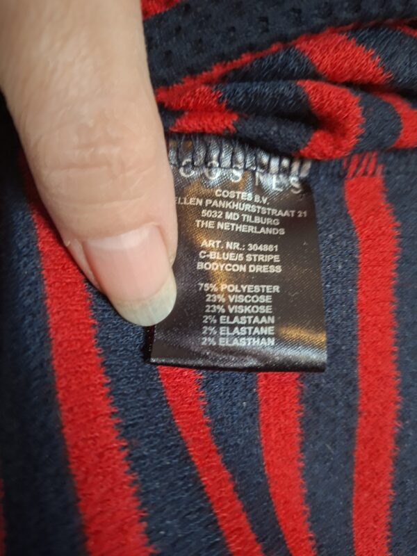 20260122_111412 COSTES BLUE Gestreepte Jurk (Donkerblauw/Rood) - Maat M (41.)