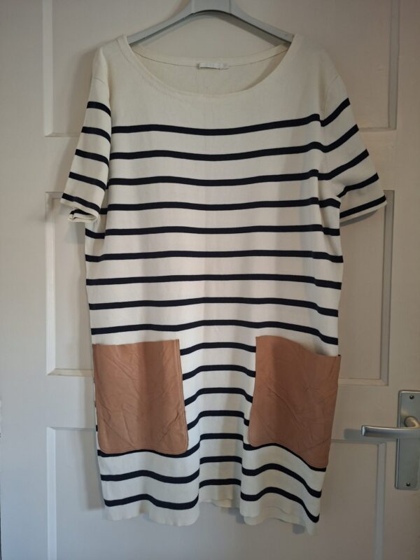 20260122_112241 COS Gestreepte Jurk met Leren Zakken - Zwart/Wit (Maat S) (67.)