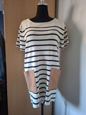 20260122_112407 COS Gestreepte Jurk met Leren Zakken - Zwart/Wit (Maat S) (67.)