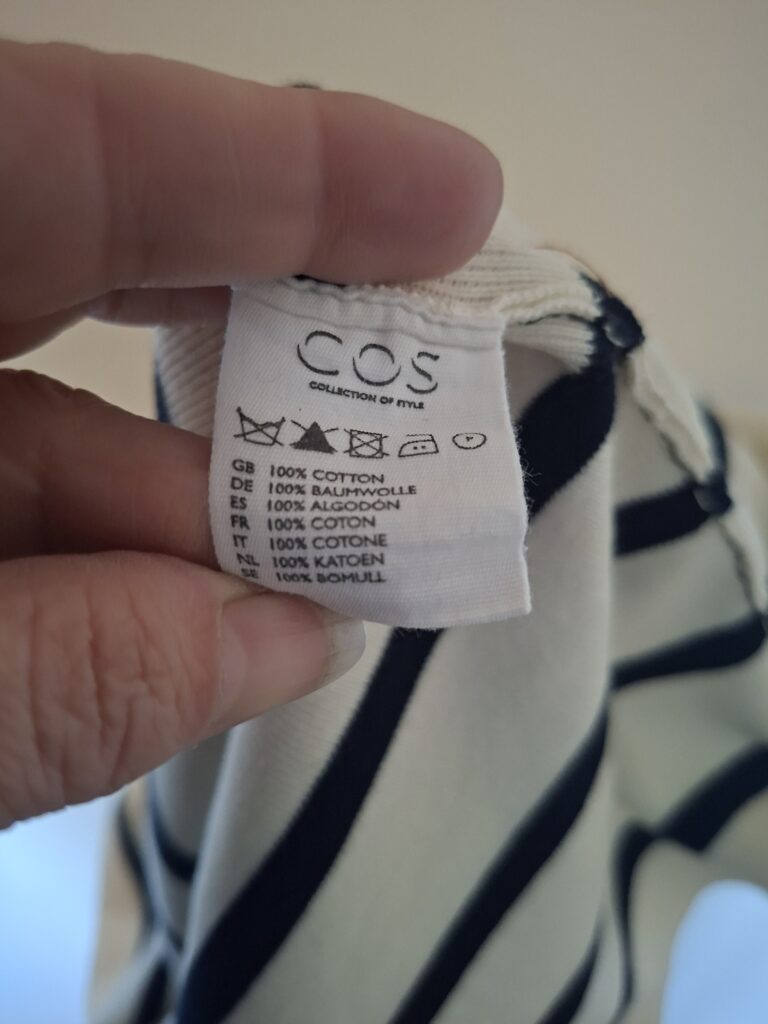 COS Gestreepte Jurk met Leren Zakken - Zwart/Wit (Maat S) (67.)