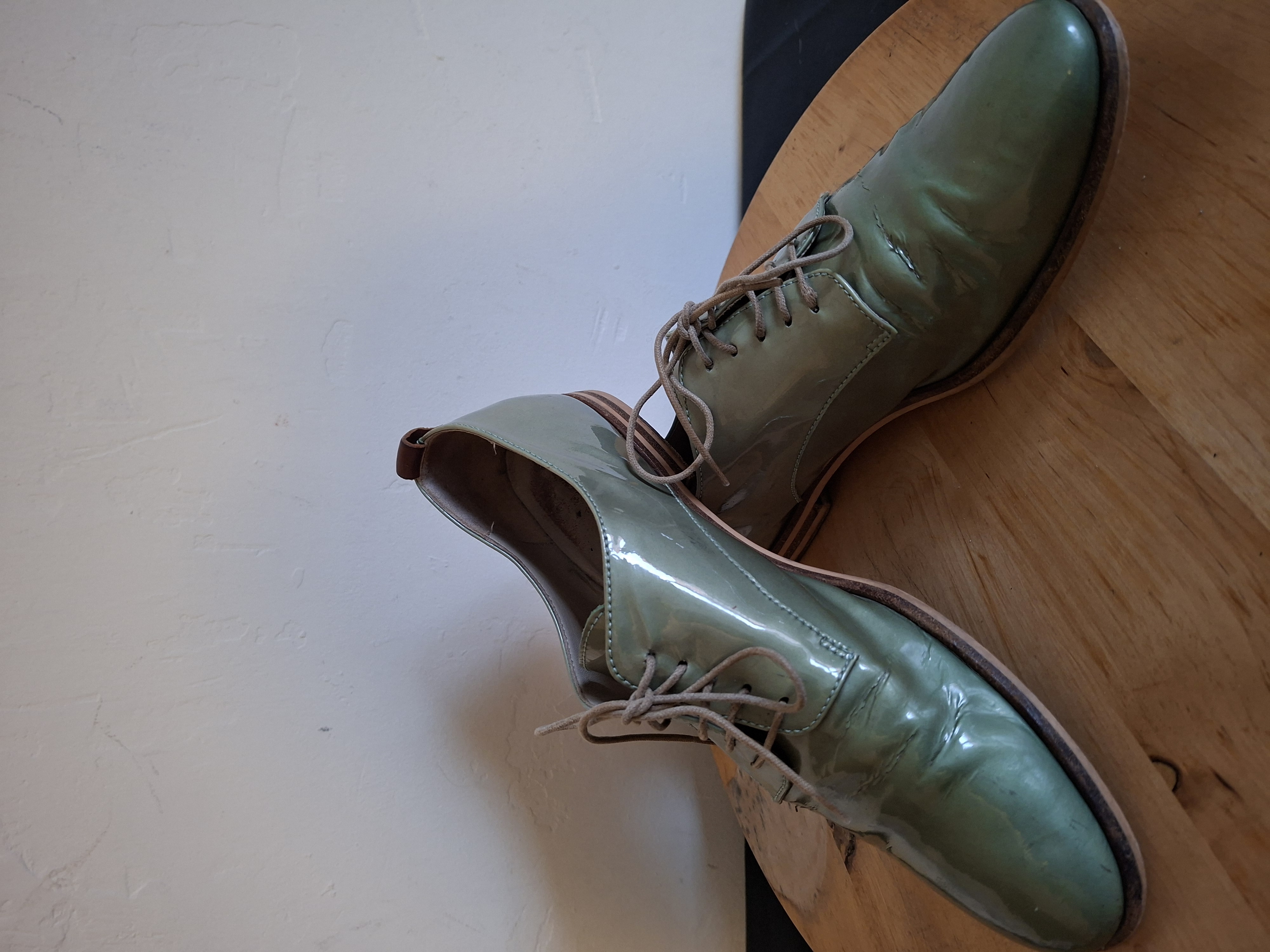 AGL (Attilio Giusti Leombruni) groene lakleren veterschoenen - maat 38 (23.)