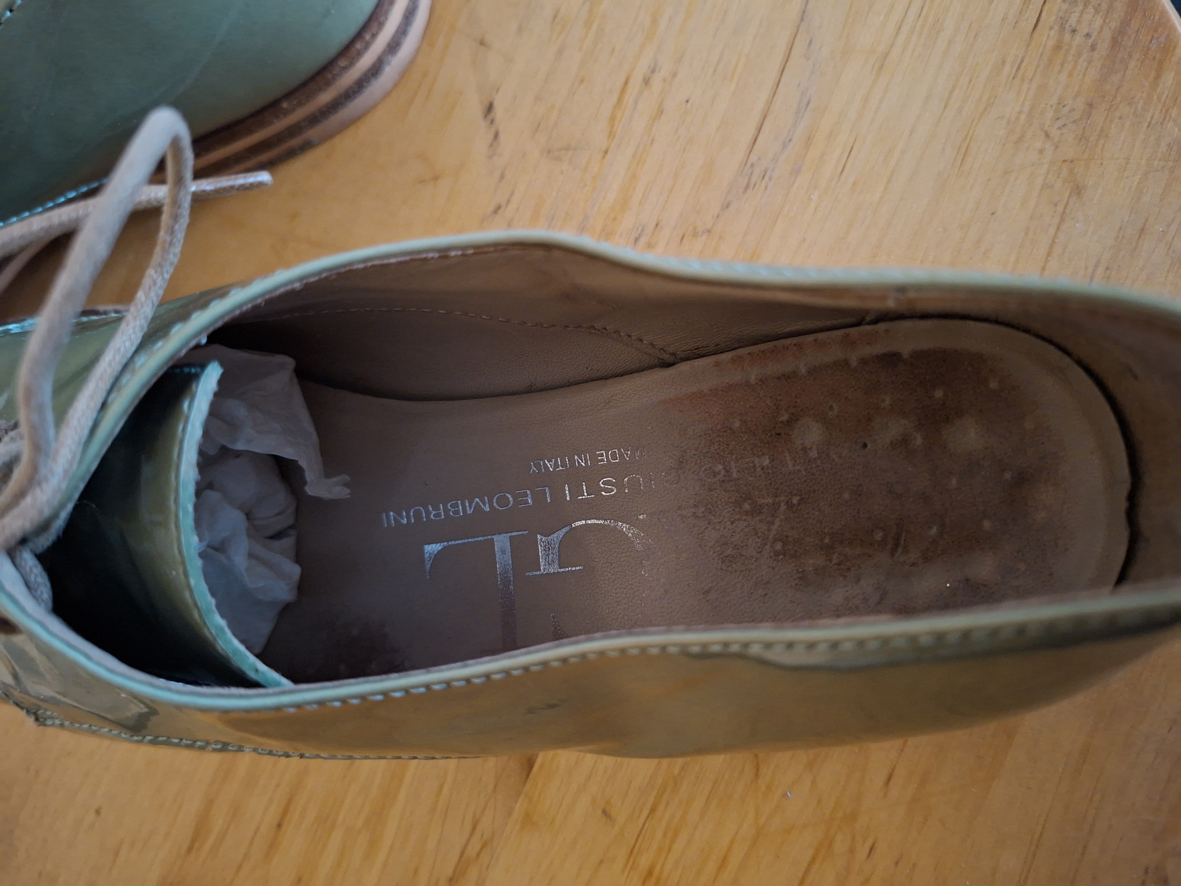 AGL (Attilio Giusti Leombruni) groene lakleren veterschoenen - maat 38 (23.)