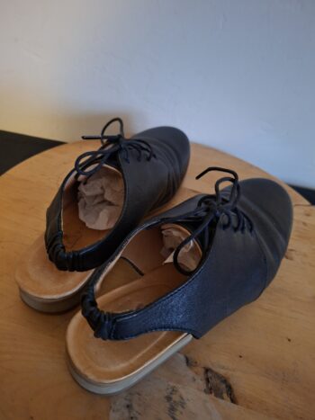 Filipe Sousa zwarte leren veterschoenen met open hiel - maat 38 (81.)