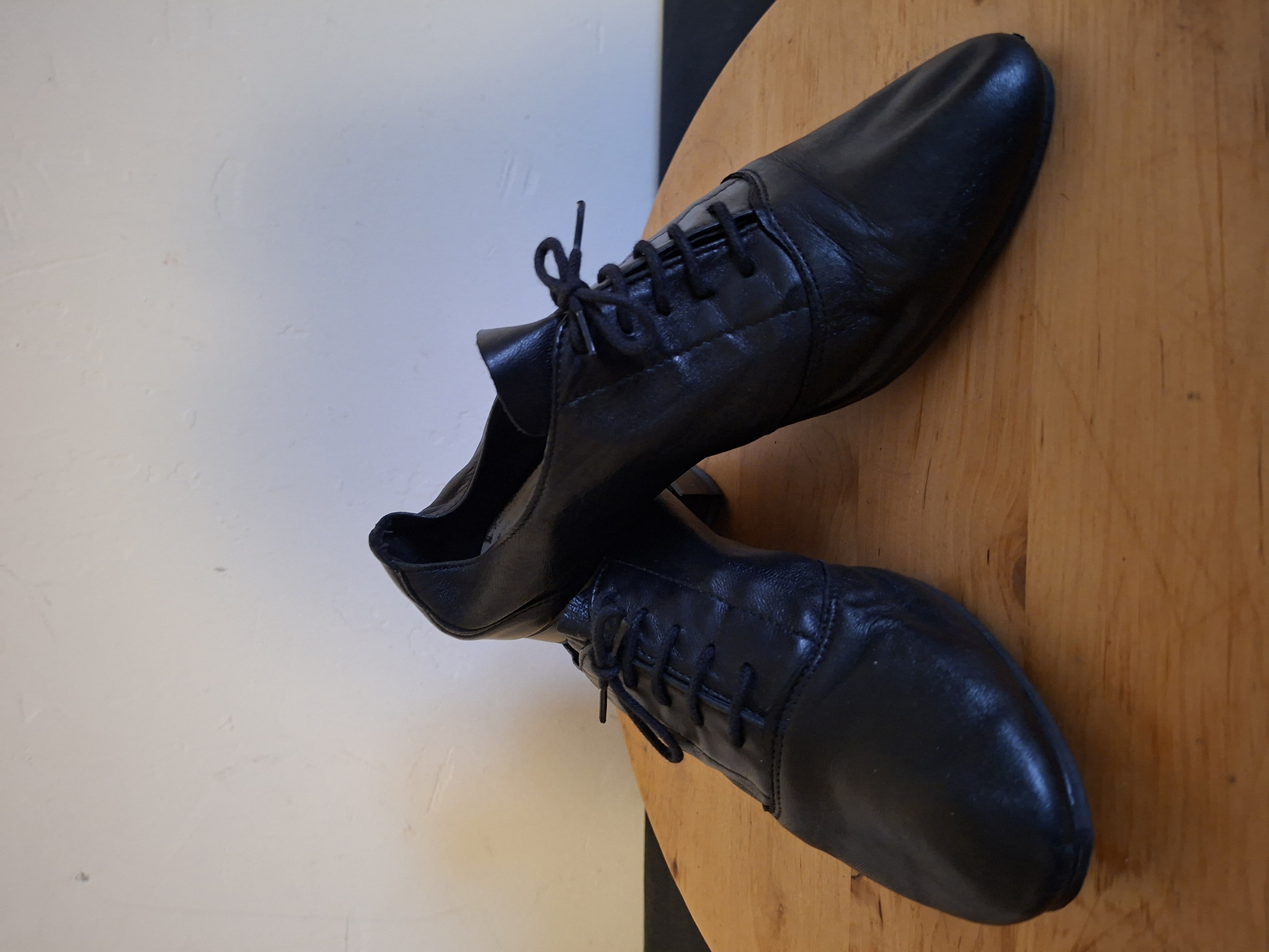 Andre zwarte leren veterschoenen (Nieuw) - maat 38 (80.)