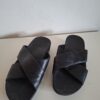 FitFlop zwarte leren slippers met gekruiste bandjes - maat 37 (25.)
