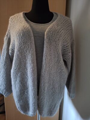 Bernadette taupe vest met zilveren glitterdetails - one size (138.)