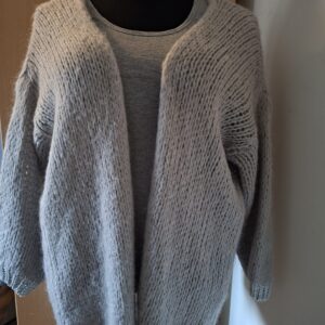 Bernadette taupe vest met zilveren glitterdetails - one size (138.)