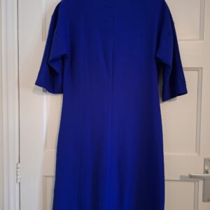 CKS kobaltblauwe jurk met 3/4 mouwen en watervalhals - maat S (90.)