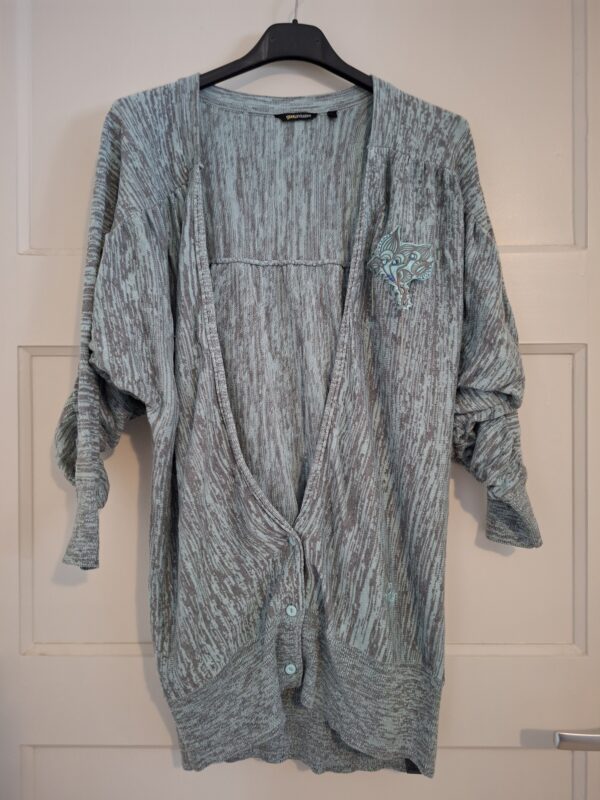 Gsus Industries groen/grijs vest met geborduurde vogel - maat M (101.)