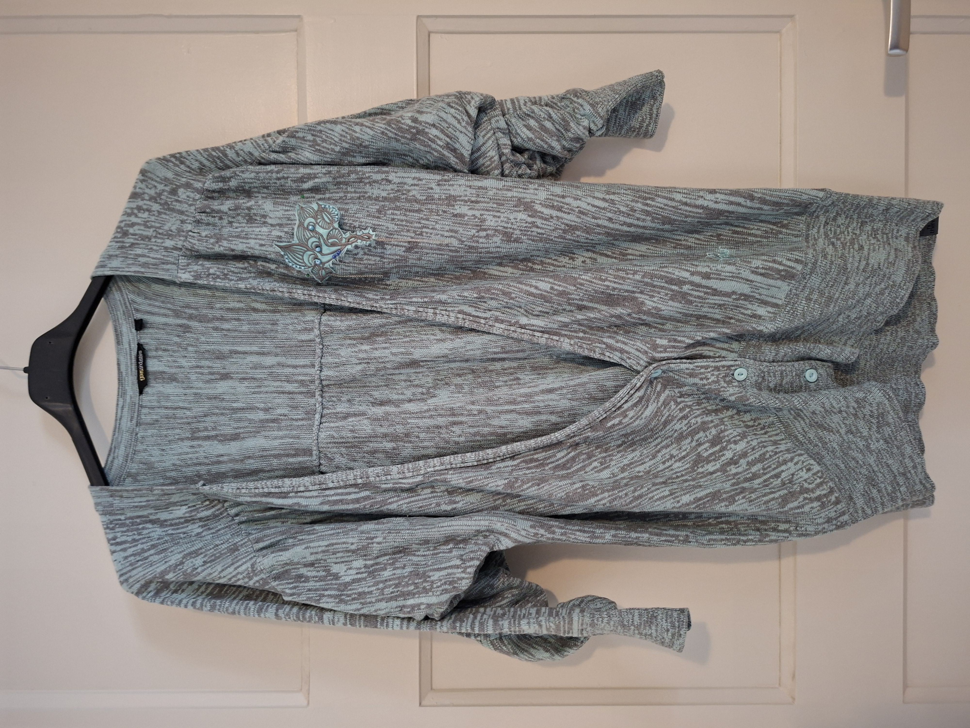 Gsus Industries groen/grijs vest met geborduurde vogel - maat M (101.)