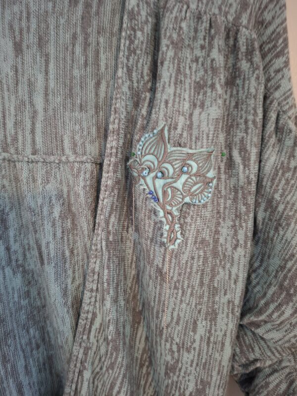 Gsus Industries groen/grijs vest met geborduurde vogel - maat M (101.)