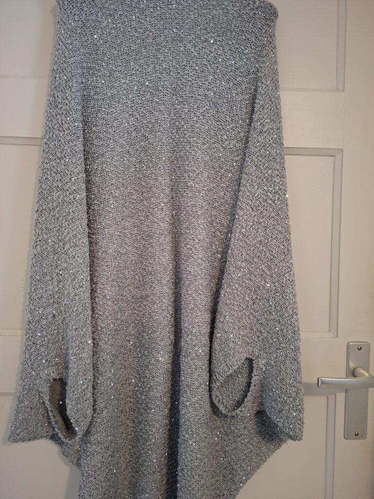Zara Knit grijs gemeleerd vest met glitter en wijde mouwen - maat M (87.)