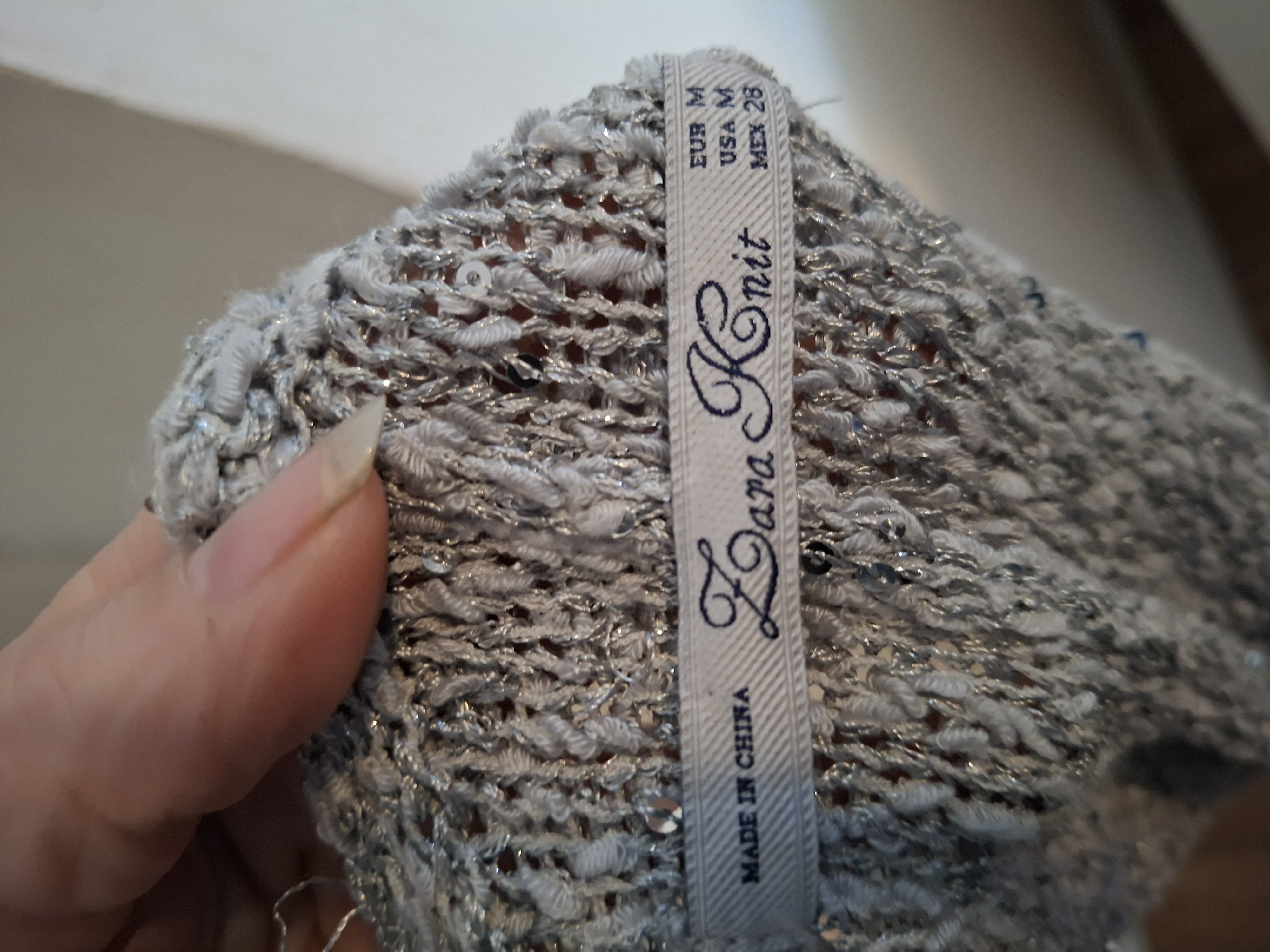 Zara Knit grijs gemeleerd vest met glitter en wijde mouwen - maat M (87.)