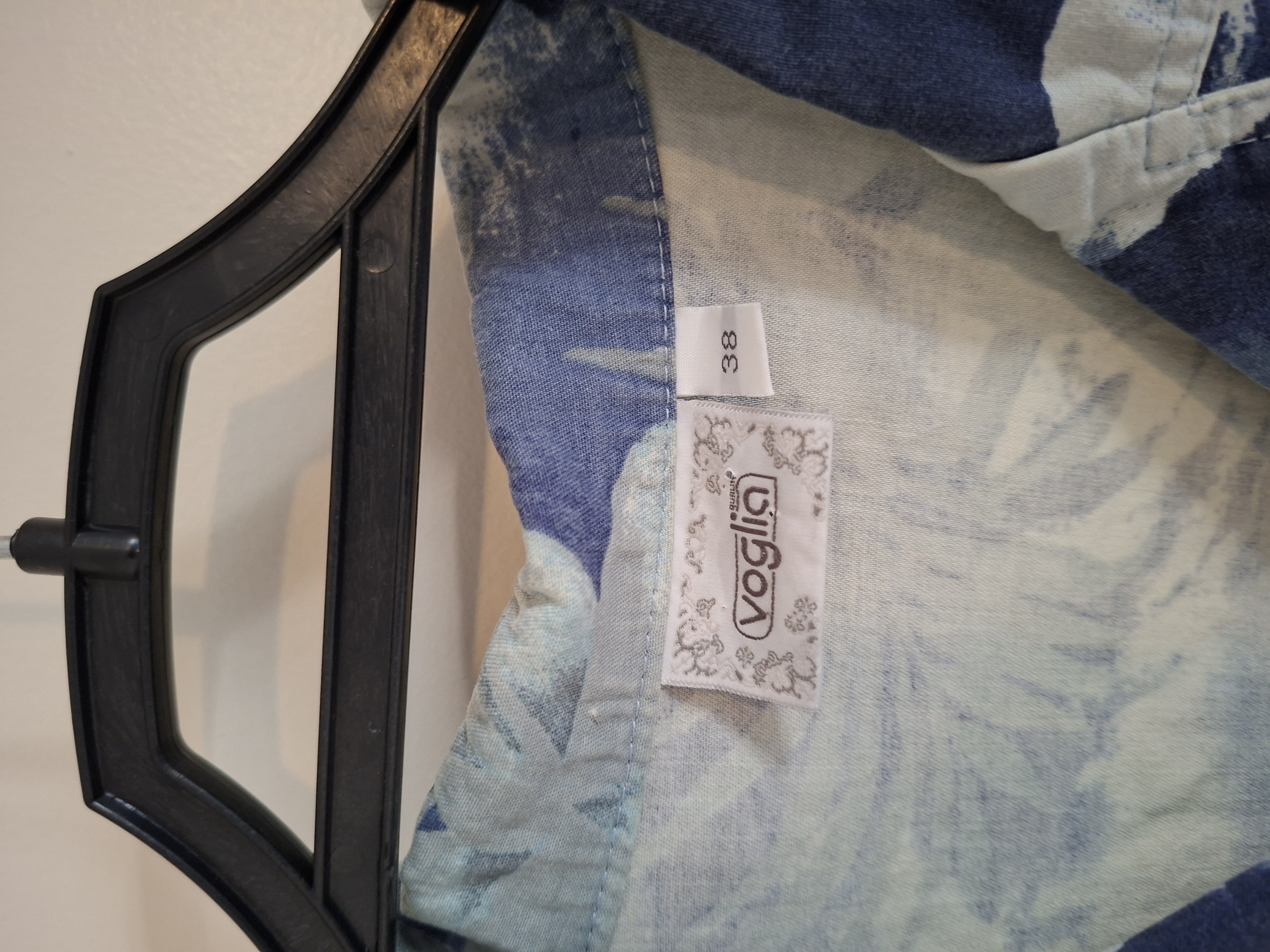 Voglia denim jasje met tropische print blauw/groen - maat 38 (56.)