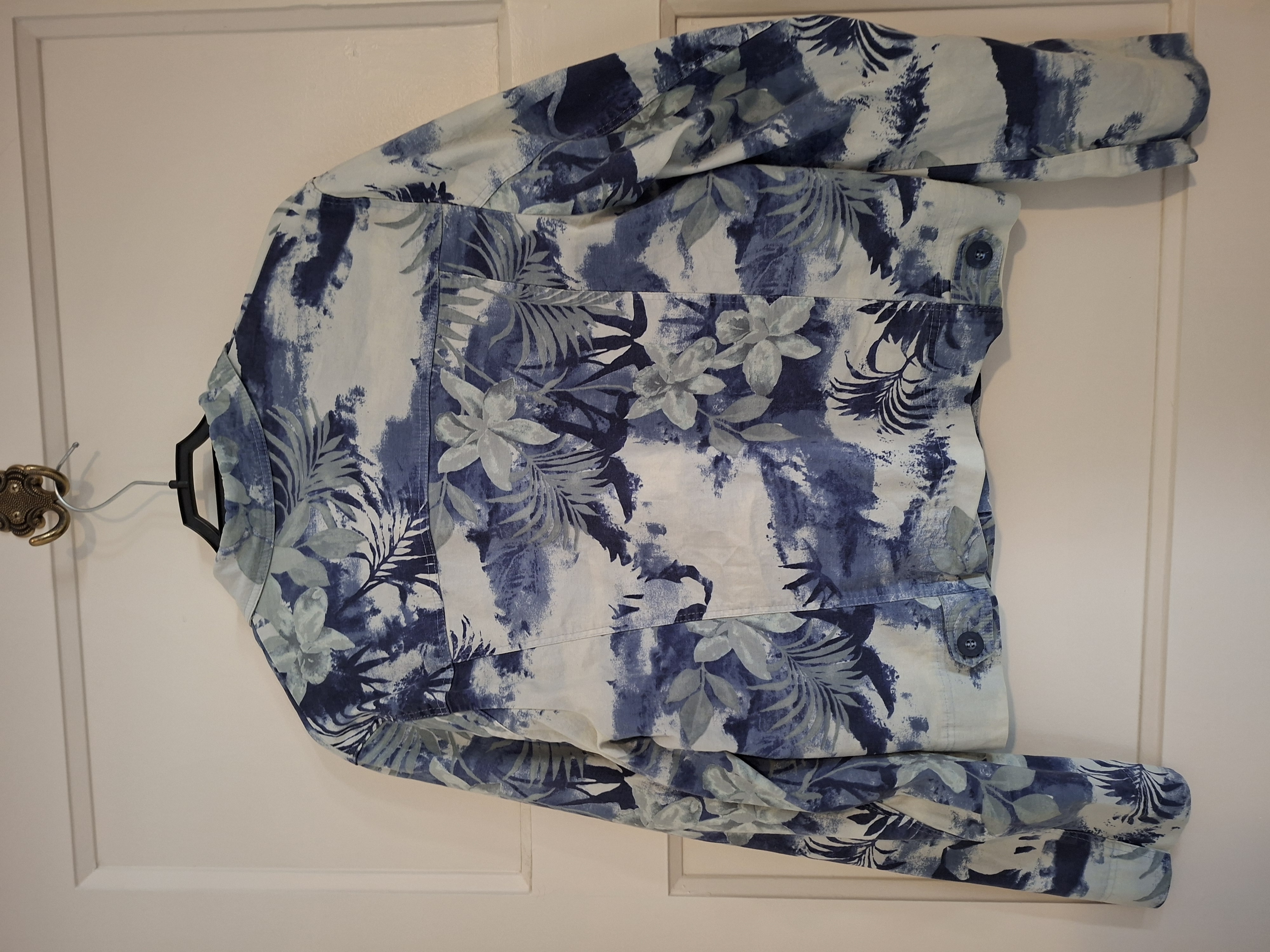 Voglia denim jasje met tropische print blauw/groen - maat 38 (56.)