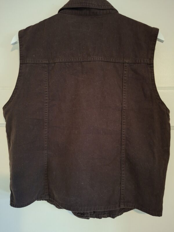 Camel donkerbruin mouwloos jasje met grote zakken - maat L (118.)