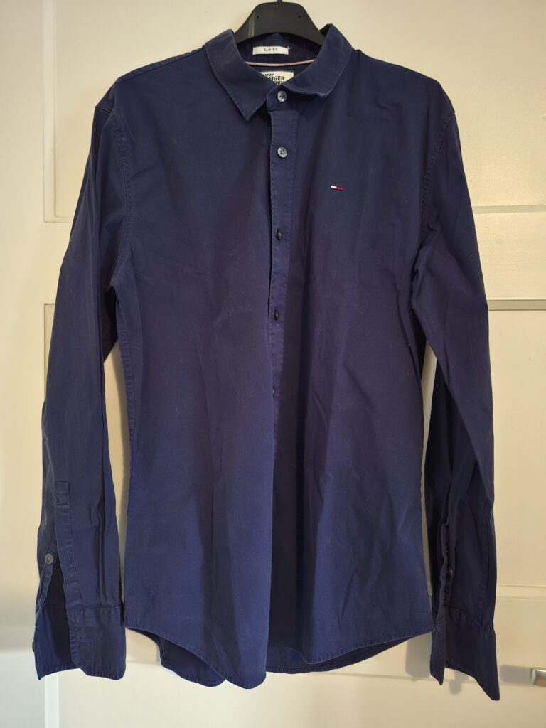Tommy Hilfiger donkerblauw herenoverhemd Slim Fit - maat L (146.)