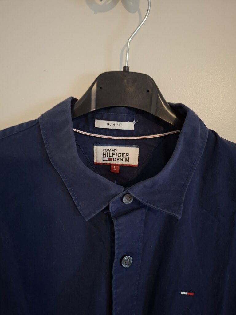 Tommy Hilfiger donkerblauw herenoverhemd Slim Fit - maat L (146.)