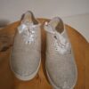 Beige glitter sneakers met satijnen veters maat 39