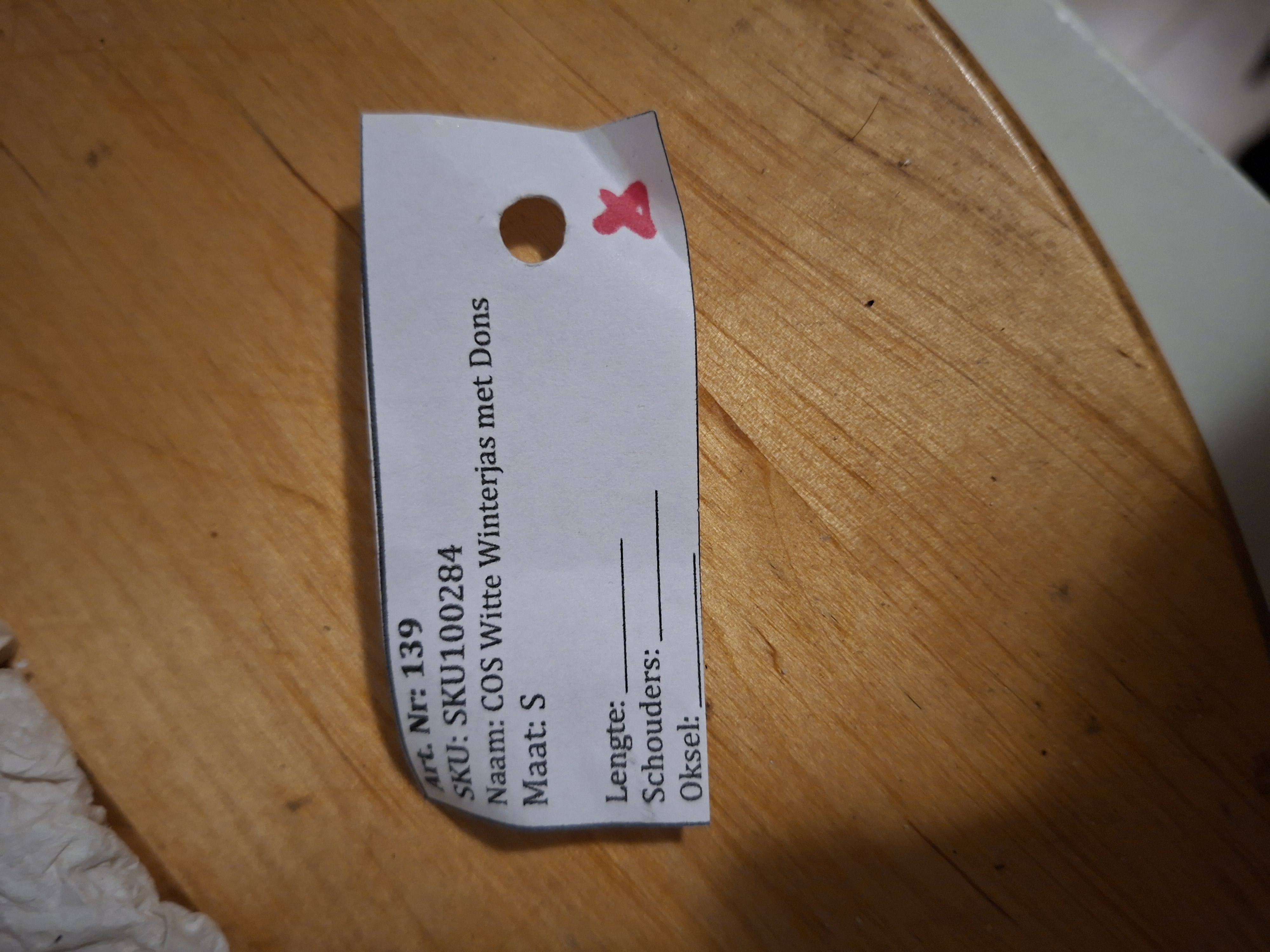 COS witte winterjas met dons en capuchon - maat S (139.)