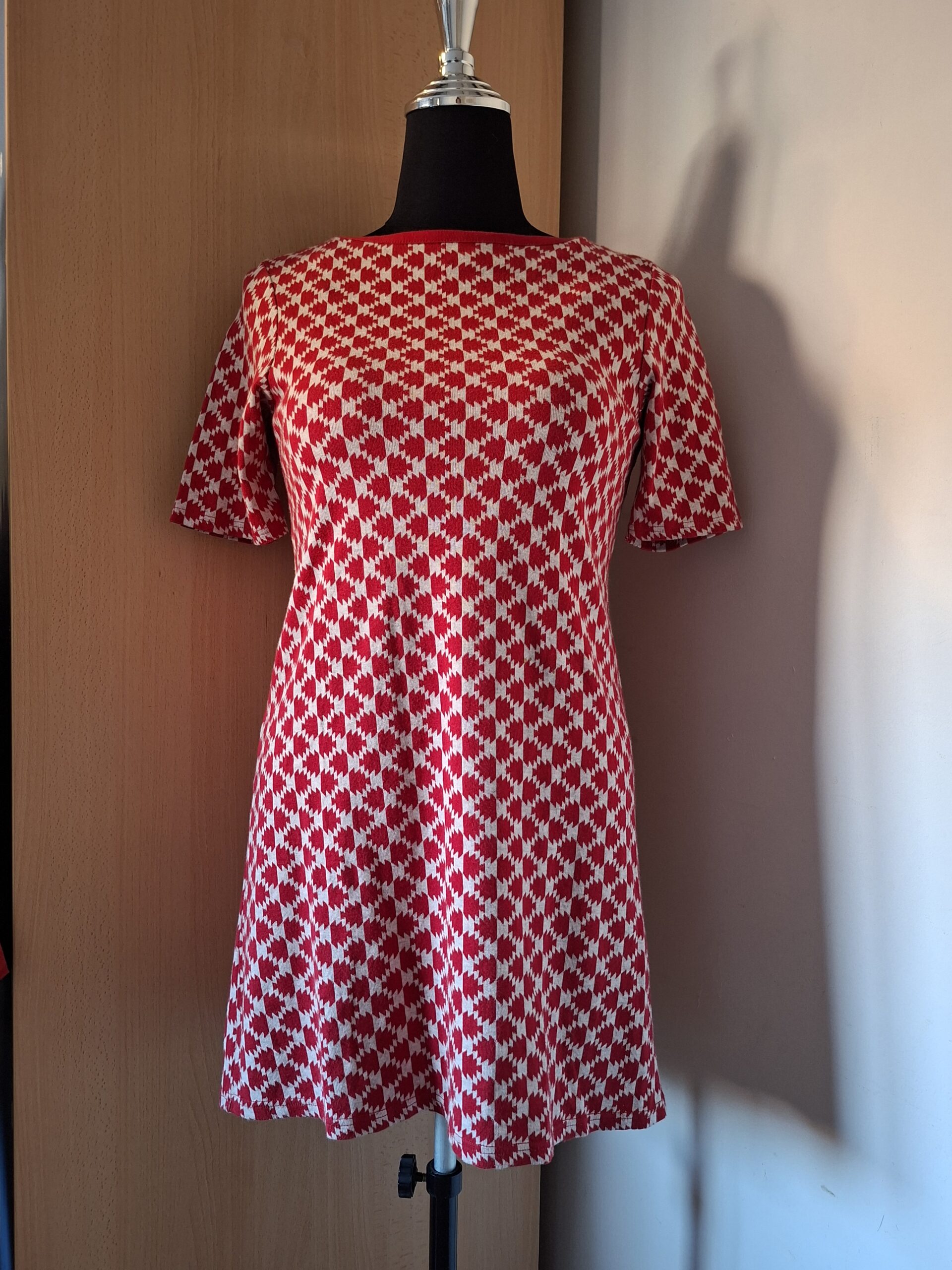 River Island jurk rood/witte print maat 12