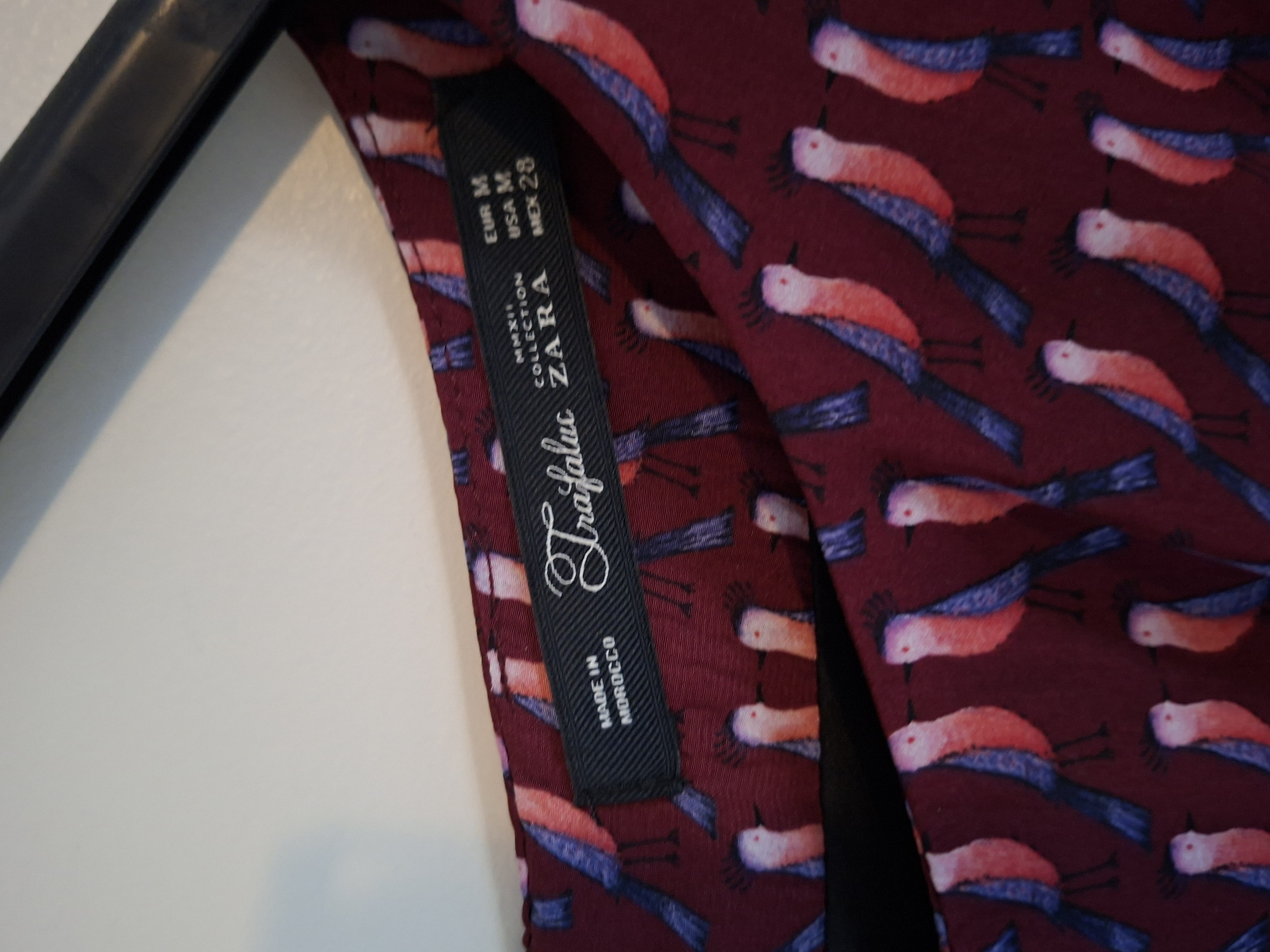 Zara jurk bordeaux met roze vogeltjes maat M (39.)