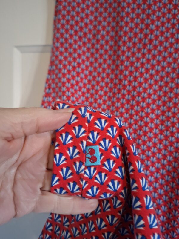 Froy & Dind retro jurk rood/blauwe print maat M (40.)