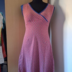 Froy & Dind retro jurk rood/blauwe print maat M