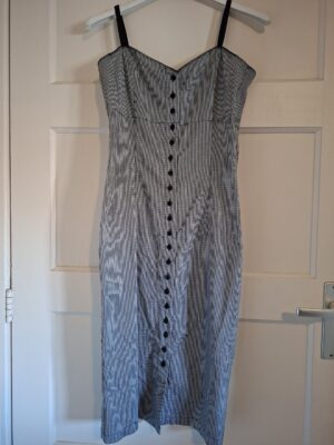 Zwart/wit pied de poule geruit jurkje mouwloos maat S (46.)