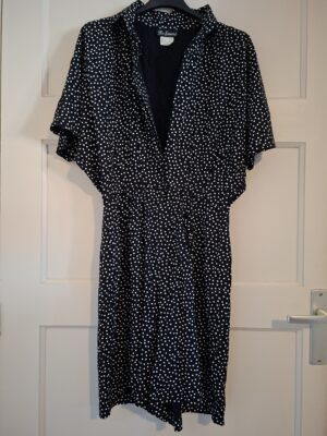 Be Smart zwarte broekjurk met wit blokjesdessin maat 8