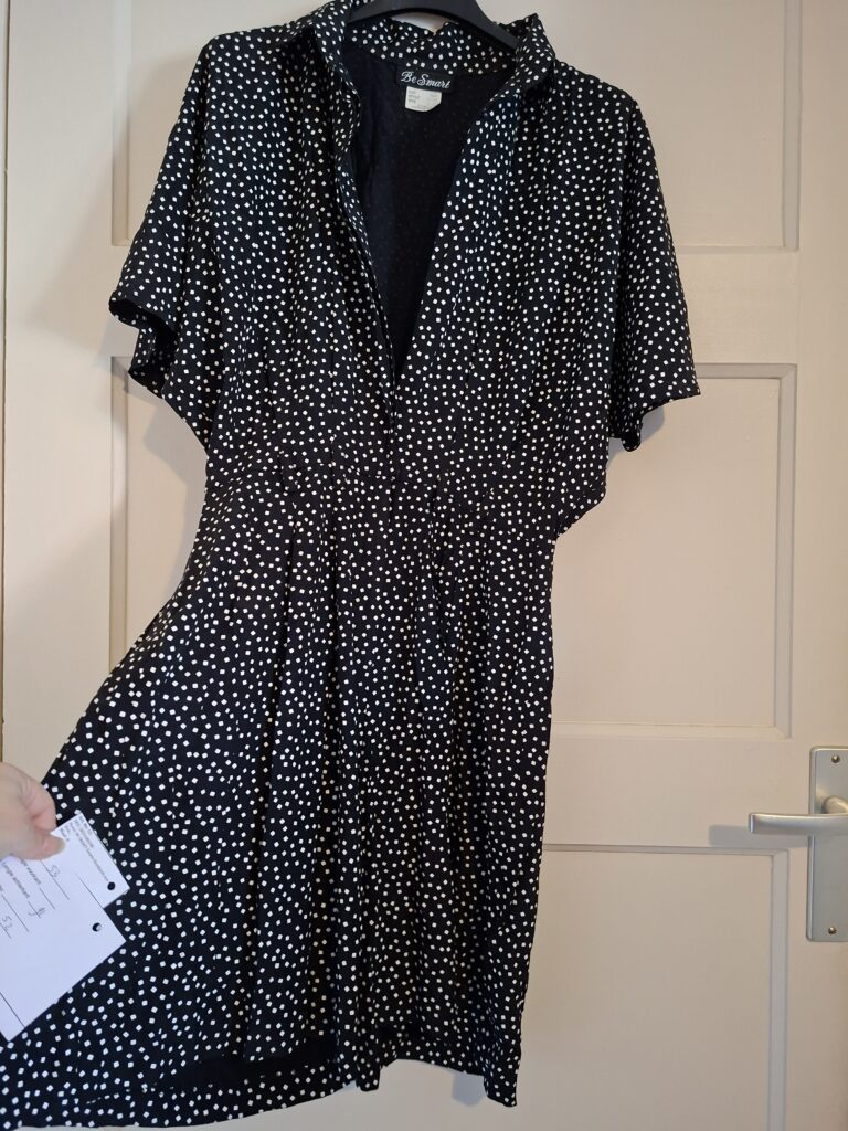 Be Smart zwarte broekjurk met wit blokjesdessin maat 8
