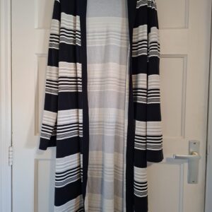 Nanso zwart wit grijs gestreept lang vest maat L