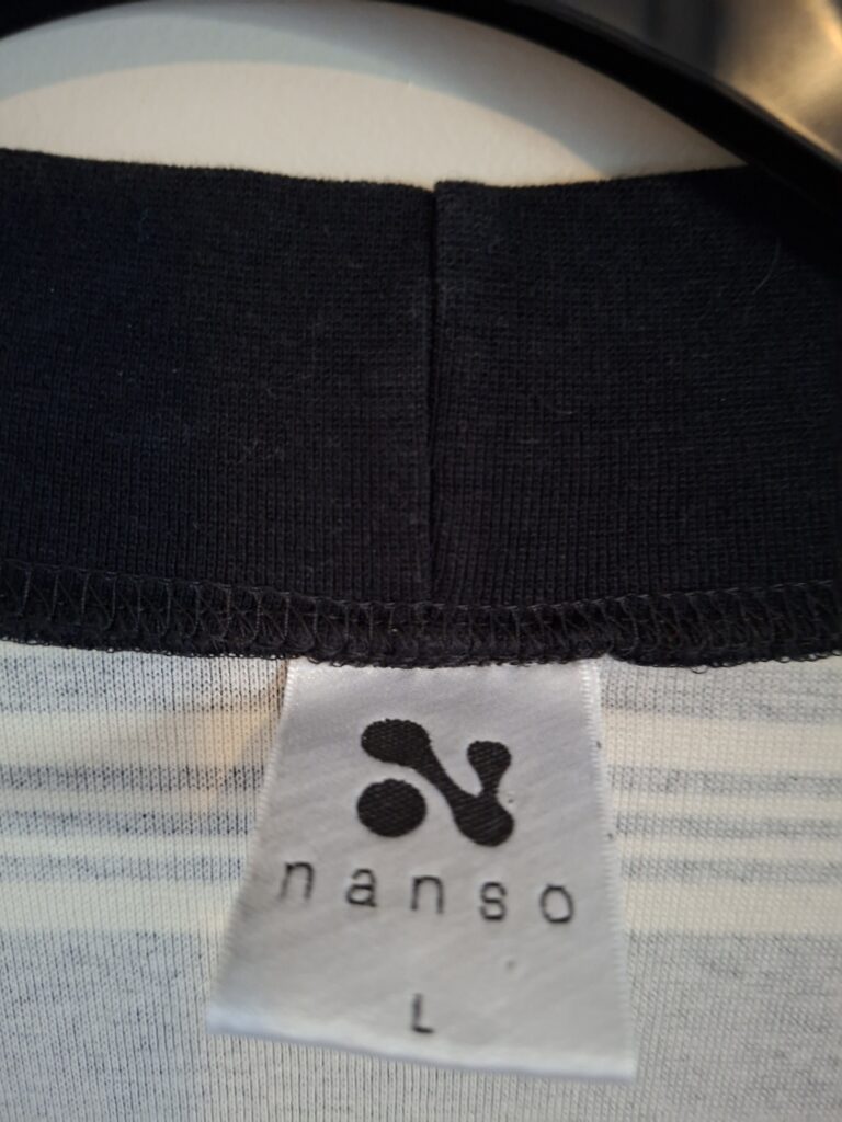 Nanso zwart wit grijs gestreept lang vest maat L