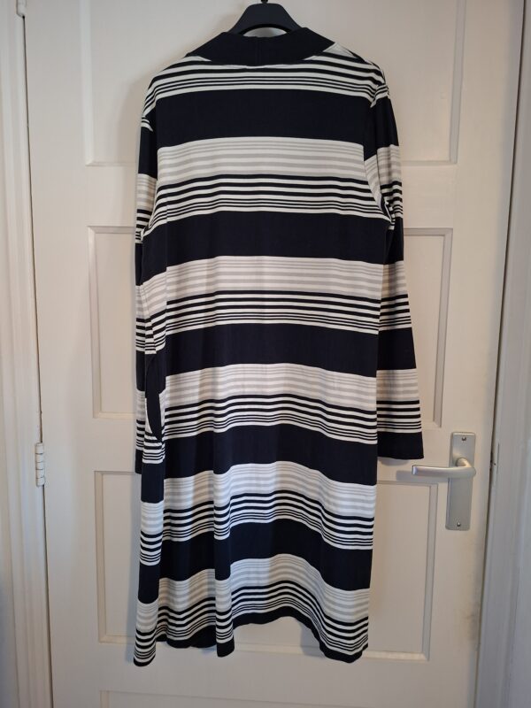 Nanso zwart wit grijs gestreept lang vest maat L