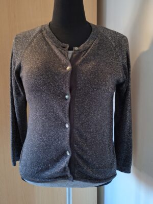 Bellerose zwart vest met grijze glitterdraad maat 3